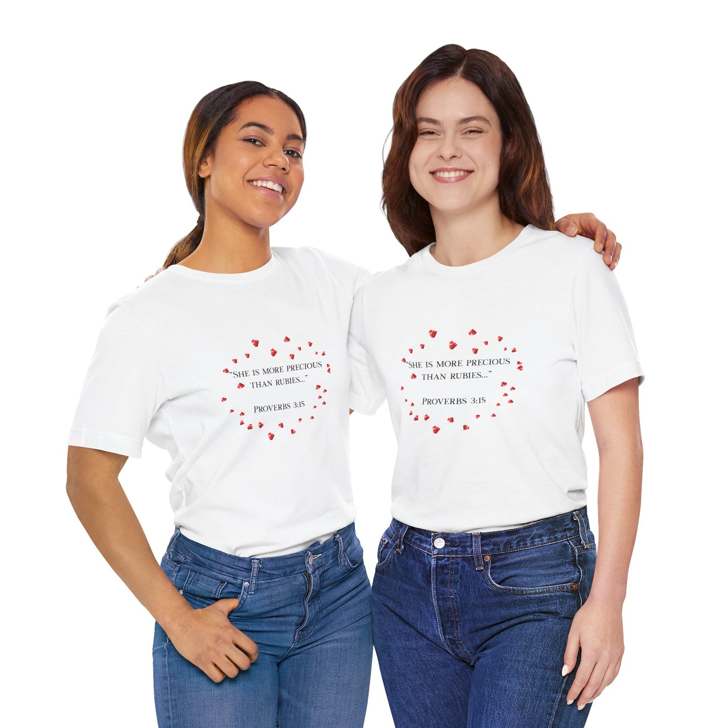 Proverbs 3:15 Inspirational Unisex Tee, Heart Design Shirt, Christian Gift, Valentine's Day Apparel, Faith-Based Casual Wear