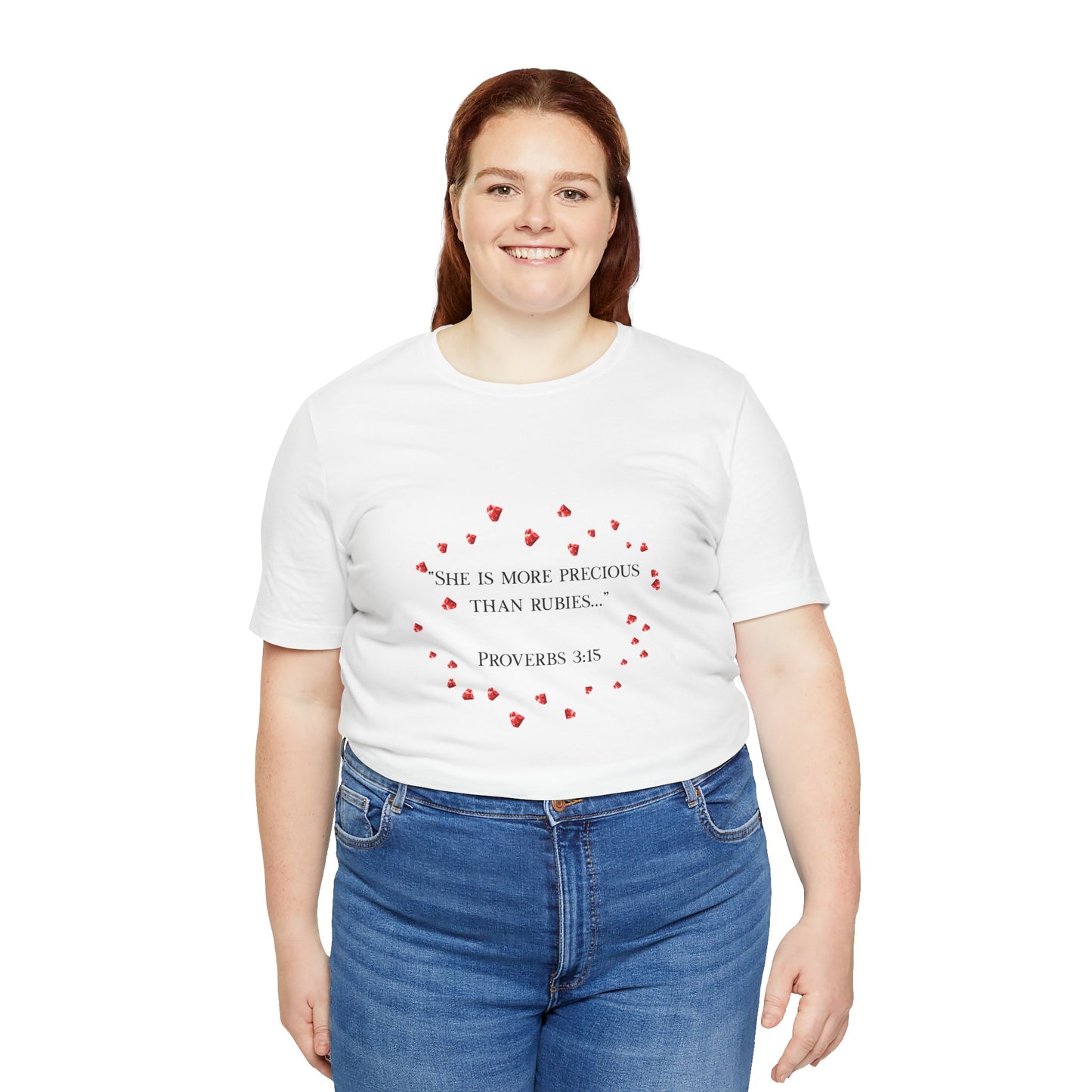 Proverbs 3:15 Inspirational Unisex Tee, Heart Design Shirt, Christian Gift, Valentine's Day Apparel, Faith-Based Casual Wear